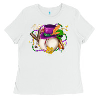 White mardi gras baseball Ladies Tee - LillyAllenDesigns