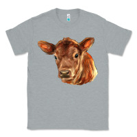 Heather Grey red angus calf face Classic Tee - LillyAllenDesigns