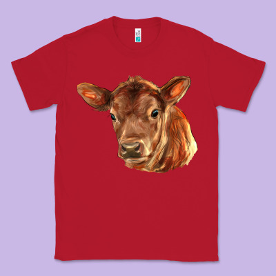 Red Angus Calf Face Classic Tee Designed By Lillyallendesigns