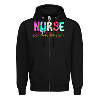 Black Nurse Coffee Scrubs Rubber Gloves Zipper Hoodie - CowhideDigitalArt