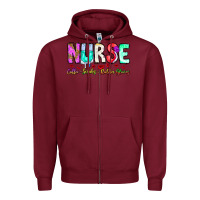 Burgundy Nurse Coffee Scrubs Rubber Gloves Zipper Hoodie - CowhideDigitalArt