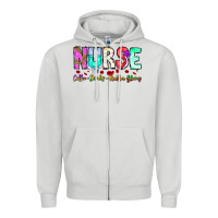Dove Grey Nurse Coffee Scrubs Rubber Gloves Zipper Hoodie - CowhideDigitalArt