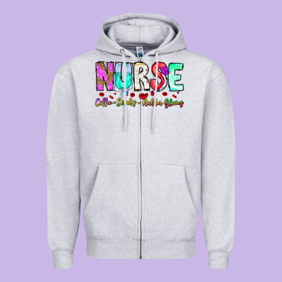 Nurse Coffee Scrubs Rubber Gloves Zipper Hoodie Designed By Cowhidedigitalart