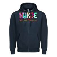 Navy Nurse Coffee Scrubs Rubber Gloves Zipper Hoodie - CowhideDigitalArt