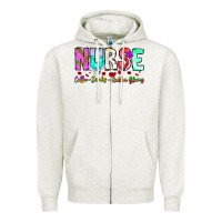 Oatmeal Heather Nurse Coffee Scrubs Rubber Gloves Zipper Hoodie - CowhideDigitalArt