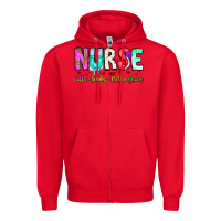 Red Nurse Coffee Scrubs Rubber Gloves Zipper Hoodie - CowhideDigitalArt