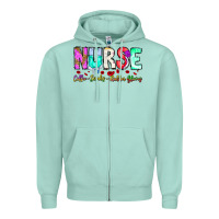 Seafoam Nurse Coffee Scrubs Rubber Gloves Zipper Hoodie - CowhideDigitalArt