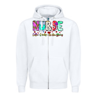 White Nurse Coffee Scrubs Rubber Gloves Zipper Hoodie - CowhideDigitalArt
