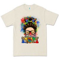 Bone autism mom messy bun Premium Tee - LillyAllenDesigns