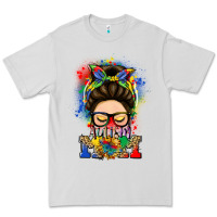 Dove Grey autism mom messy bun Premium Tee - LillyAllenDesigns