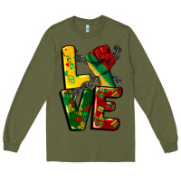 Army Green love juneteenth Long Sleeve Tee - CowGirlArtShop