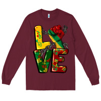 Burgundy love juneteenth Long Sleeve Tee - CowGirlArtShop