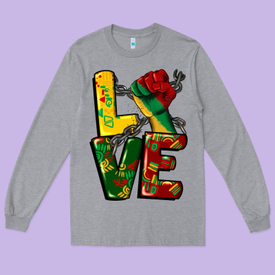 Love Juneteenth Long Sleeve Tee Designed By Cowgirlartshop