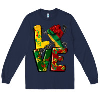 Navy love juneteenth Long Sleeve Tee - CowGirlArtShop