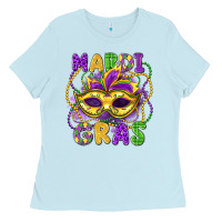 Baby Blue mardi gras mask Ladies Tee - LillyAllenDesigns