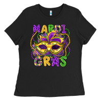 Black mardi gras mask Ladies Tee - LillyAllenDesigns