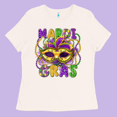 Mardi Gras Mask Ladies Tee Designed By Lillyallendesigns