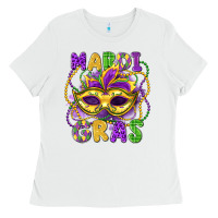 White mardi gras mask Ladies Tee - LillyAllenDesigns