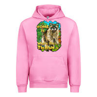 Fuchsia Pink raccoon home is where the trash is Urban Hoodie - BarkalooDesign
