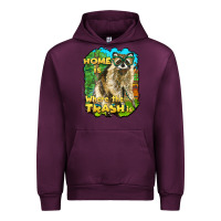 Mauve Wine raccoon home is where the trash is Urban Hoodie - BarkalooDesign