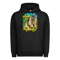 Pigment Black raccoon home is where the trash is Urban Hoodie - BarkalooDesign