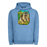 Pigment Pebble Blue raccoon home is where the trash is Urban Hoodie - BarkalooDesign