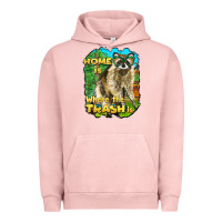 Pigment Salmon raccoon home is where the trash is Urban Hoodie - BarkalooDesign