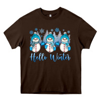 Chocolate Brown snowman hello winter Heavy Core Tee - JahusDesignShop