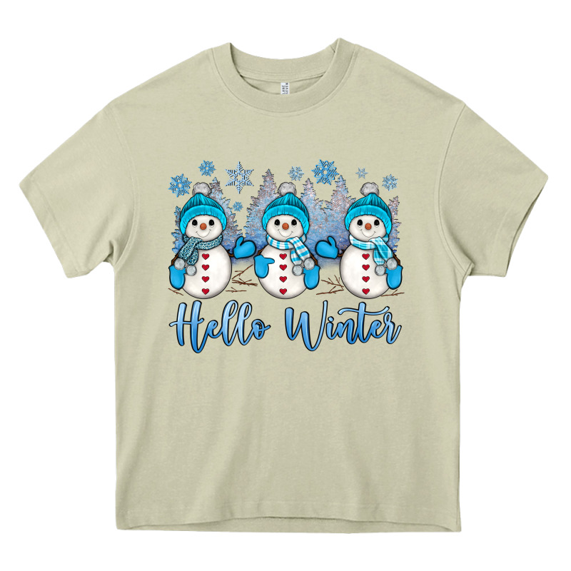 Snowman Hello Winter Heavy Core Tee by JahusDesignShop | Teevron