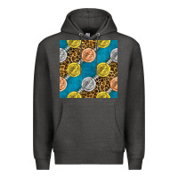 Charcoal Heather american football medal with leopard Premium Hoodie - BundleAndBundleShop