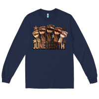 Navy melanin juneteenth Long Sleeve Tee - CowGirlArtShop