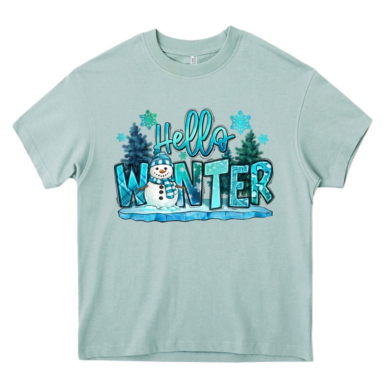 Hello Winter Snowman Heavy Core Tee by MaliasSmallBusiness | Teevron