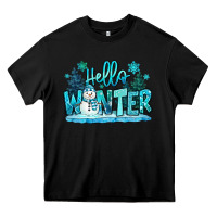 Black hello winter snowman Heavy Core Tee - MaliasSmallBusiness
