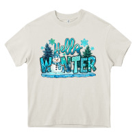 Cream hello winter snowman Heavy Core Tee - MaliasSmallBusiness