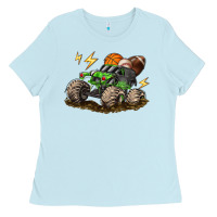 Baby Blue monster truck sports Ladies Tee - LillyAllenDesigns