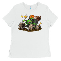 White monster truck sports Ladies Tee - LillyAllenDesigns