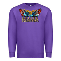 Purple Western American Mama With Sunflowers Premium Sweatshirt - LillyAllenDesigns