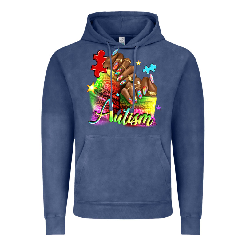 Black Woman Autism Nails Vintage Hoodie by NancyCooperArtShop | Teevron