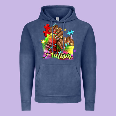 Black Woman Autism Nails Vintage Hoodie Designed By Nancycooperartshop