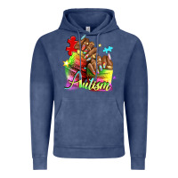 Vintage Denim Black woman Autism nails Vintage Hoodie - NancyCooperArtShop