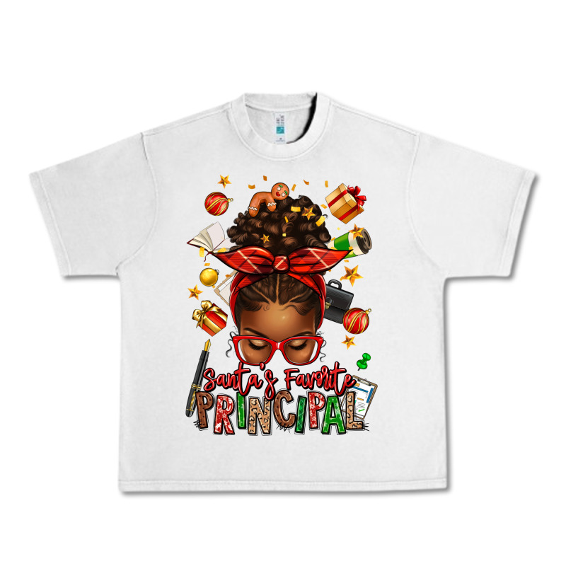 Santas Favorite Principal Afro Messy Bun Urban Heavy Tee by texasbilliewilder | Teevron