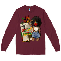 Burgundy juneteenth justice now Long Sleeve Tee - CowGirlArtShop