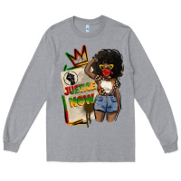 Heather Grey juneteenth justice now Long Sleeve Tee - CowGirlArtShop