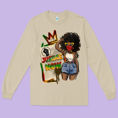 Juneteenth Justice Now Long Sleeve Tee Designed By Cowgirlartshop