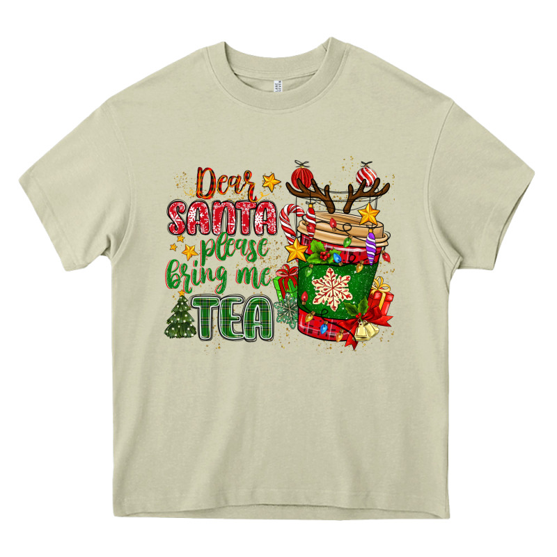 Deer Santa Please Bring Me Tea Heavy Core Tee by MaliasSmallBusiness | Teevron