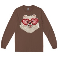 Chestnut white pomeranian with love glasses Long Sleeve Tee - RanaPortraitStore