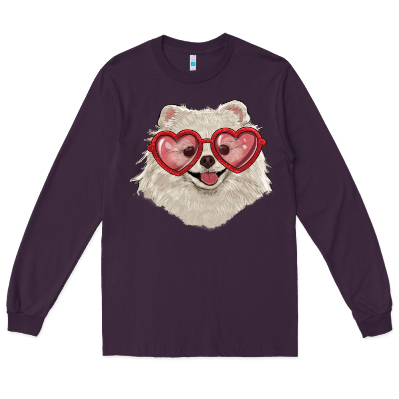 White Pomeranian With Love Glasses Long Sleeve Tee by RanaPortraitStore | Teevron