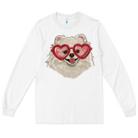 White white pomeranian with love glasses Long Sleeve Tee - RanaPortraitStore