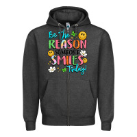 Charcoal Heather be the reason someone smiles today Zipper Hoodie - LillyAllenDesigns