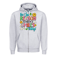 Heather Grey be the reason someone smiles today Zipper Hoodie - LillyAllenDesigns